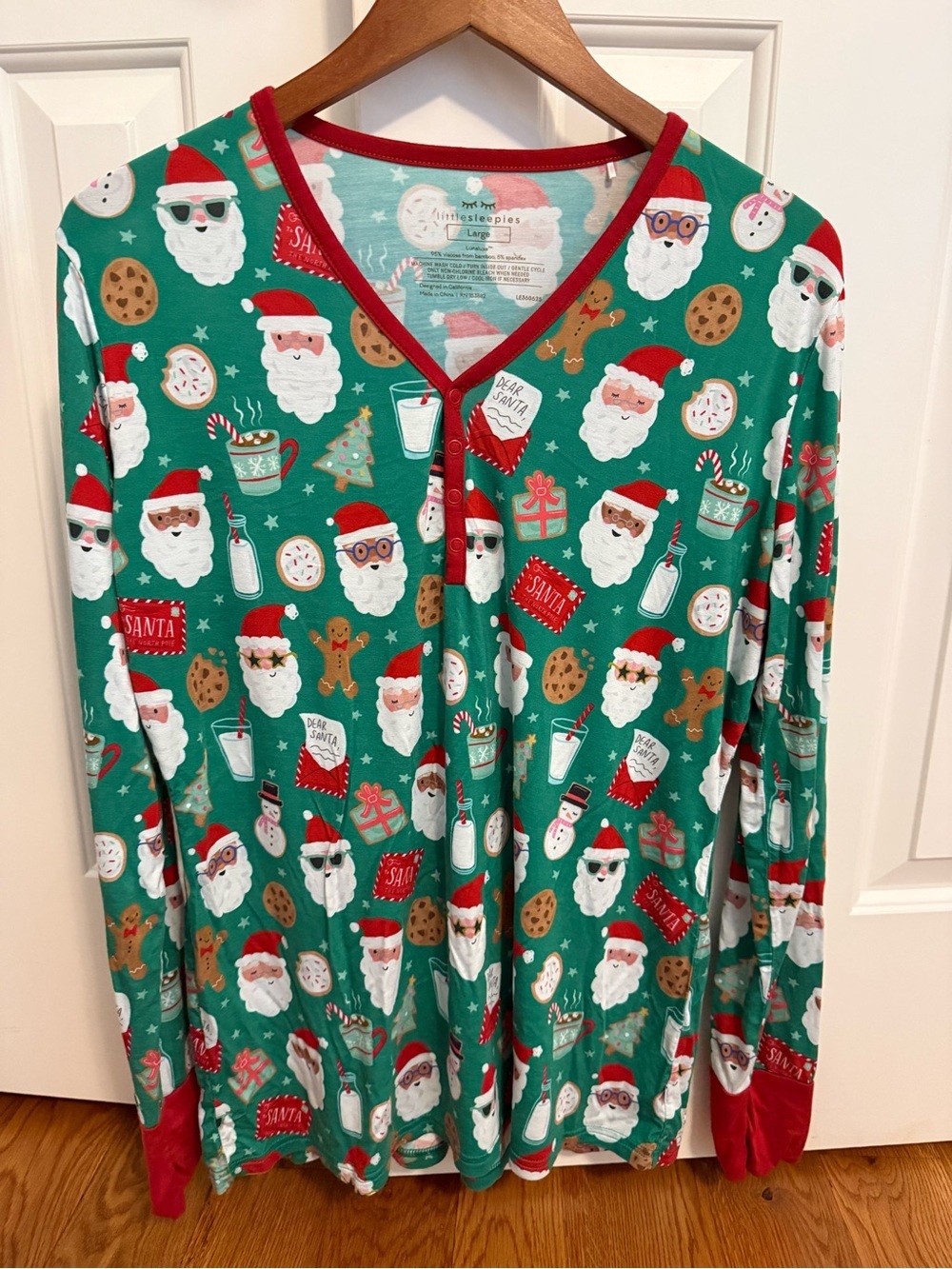 Little Sleepies Holiday Christmas Bamboo Viscose Woman's Pajama Top Size L